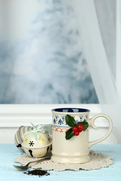 Christmas cup of hot drink — Stock Photo, Image