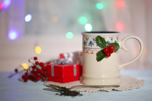 Christmas cup of hot drink — Stock Photo, Image