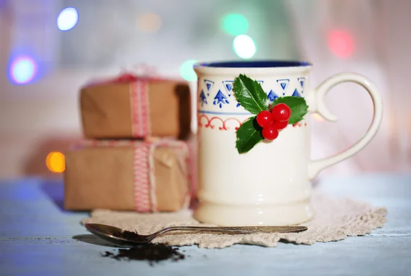 Christmas cup of hot drink — Stock Photo, Image