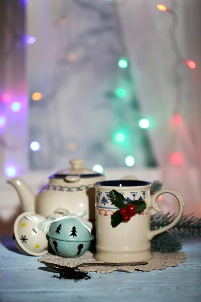 Sıcak bir içecek fincan Noel — Stok fotoğraf
