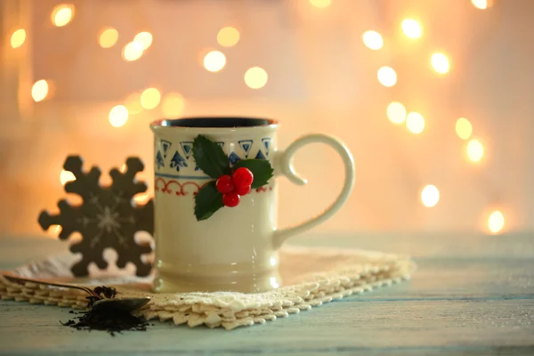 Christmas cup of hot drink — Stock Photo, Image