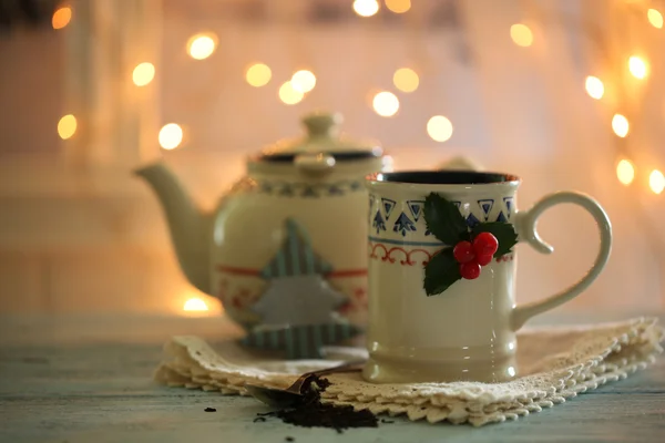 Christmas cup of hot drink — Stock Photo, Image