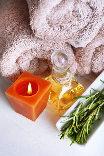 Branches of rosemary and sea salt — Stock Photo, Image