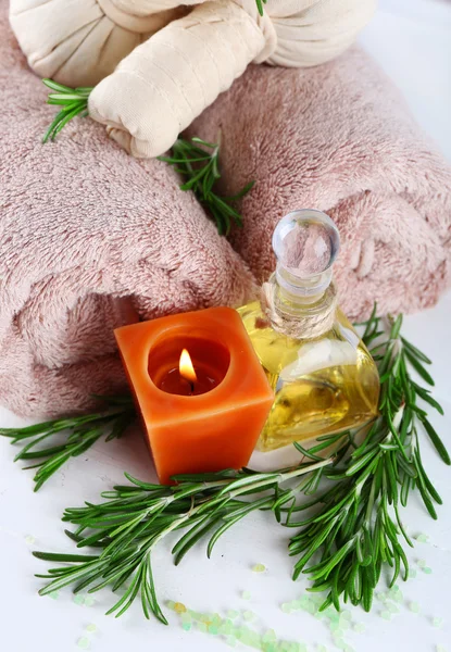 Branches of rosemary and sea salt — Stock Photo, Image