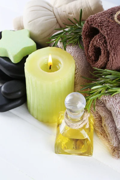 Branches of rosemary and sea salt — Stock Photo, Image