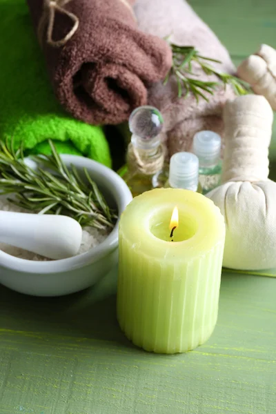 Branches of rosemary and sea salt — Stock Photo, Image