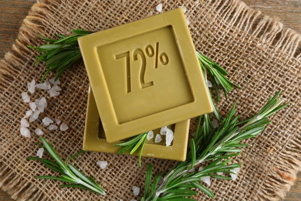 Soap with the branches of rosemary — Stock Photo, Image