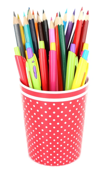 Красочные ручки и карандаши — стоковое фото