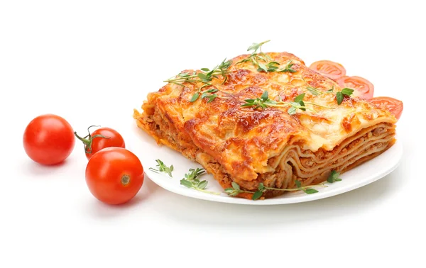 Del av välsmakande lasagne — Stockfoto