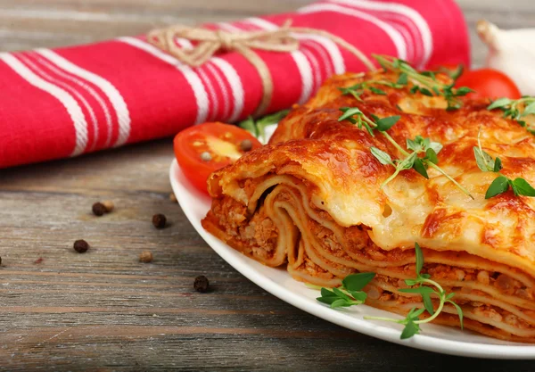 Portion of tasty lasagna — Stock Photo, Image