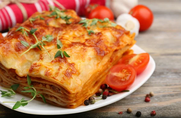 Ízletes lasagna része — Stock Fotó