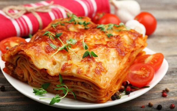 Portion of tasty lasagna