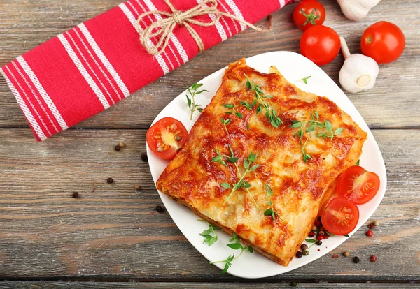 Część pysznych lasagne — Zdjęcie stockowe