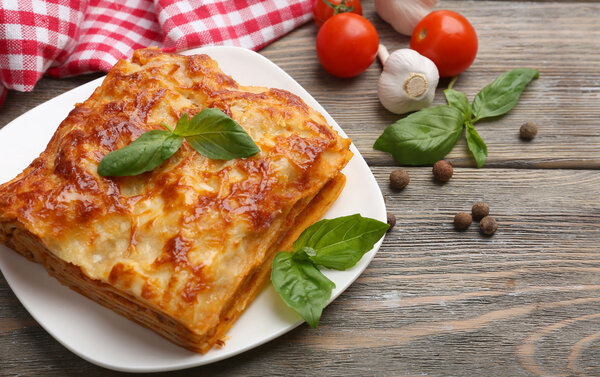 Portion of tasty lasagna