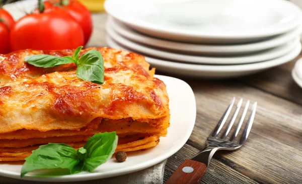 Portion of tasty lasagna — Stock Photo, Image