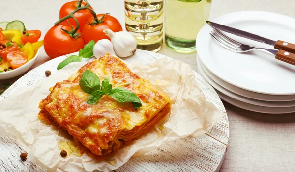 Portion of tasty lasagna — Stock Photo, Image