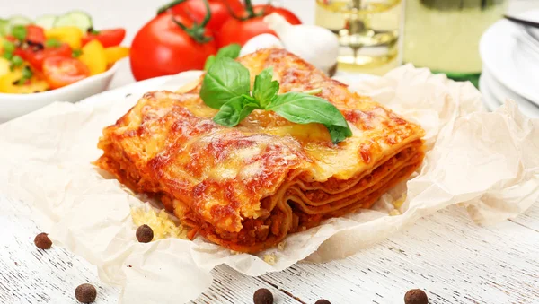 Portion of tasty lasagna — Stock Photo, Image