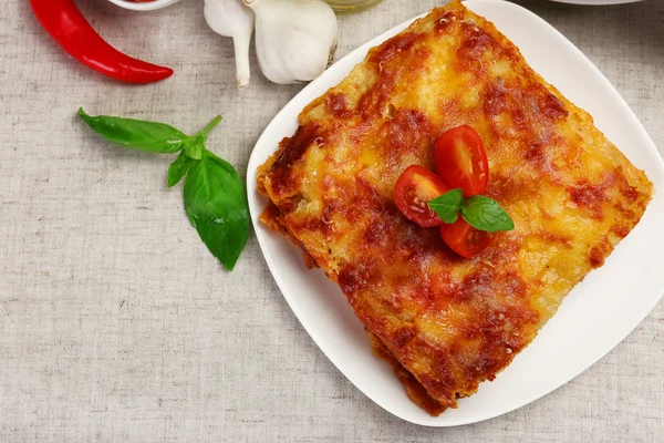 Część pysznych lasagne — Zdjęcie stockowe