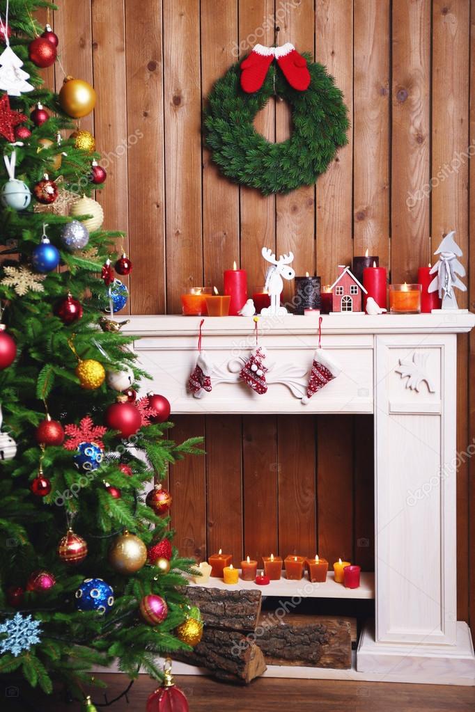 Christmas Chimney Decorations Fireplace With Christmas