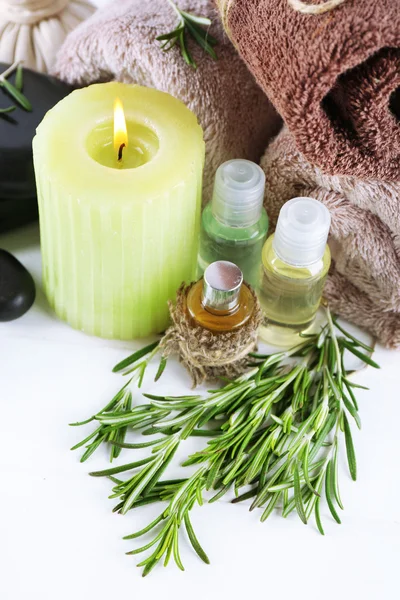 Branches of rosemary and sea salt — Stock Photo, Image