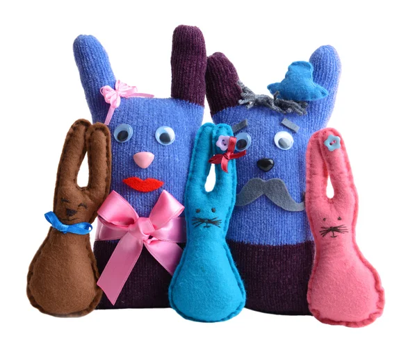 Cute handmade toys of gloves isolated on white — Stock Photo, Image