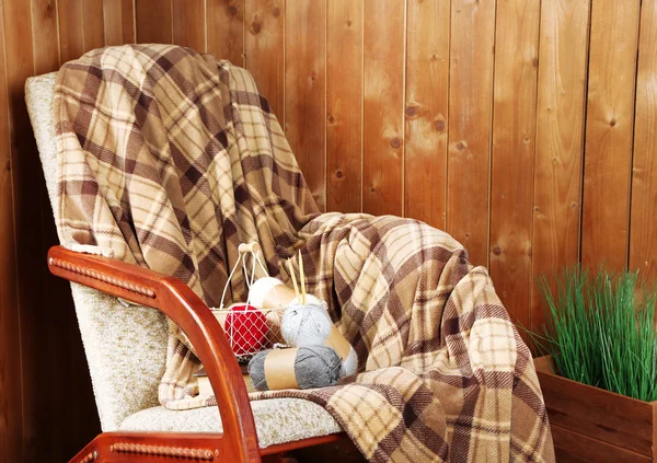 Rocking chair with plaid — Stock Photo, Image