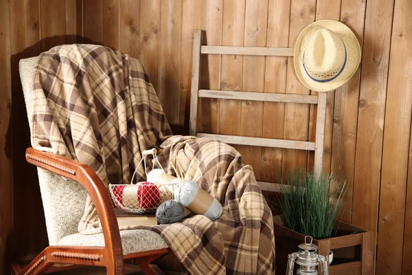 Rocking chair with plaid — Stock Photo, Image