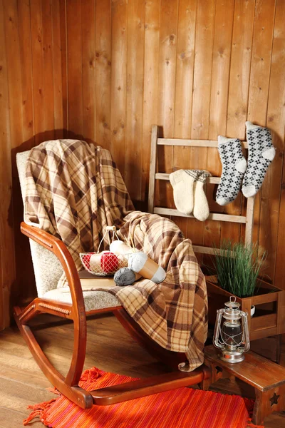 Rocking chair with plaid — Stock Photo, Image