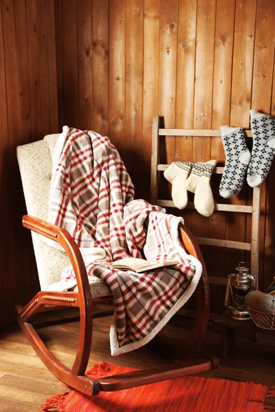 Rocking chair with plaid — Stock Photo, Image