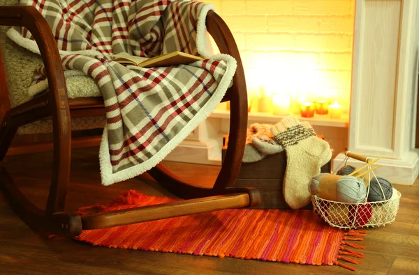 Rocking chair with plaid — Stock Photo, Image