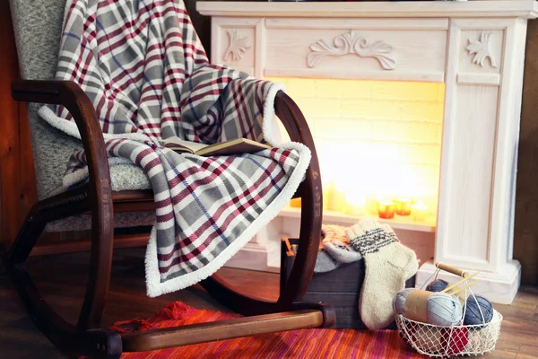 Rocking chair with plaid — Stock Photo, Image