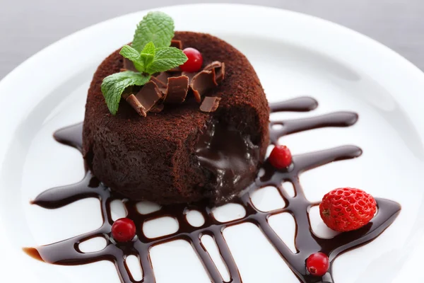 Hete chocolade pudding — Stockfoto