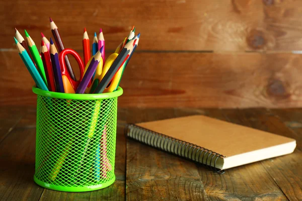 Colorful pencils with scissors — Stock Photo, Image