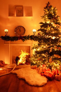 Odanın yanındaki Noel ağacı.