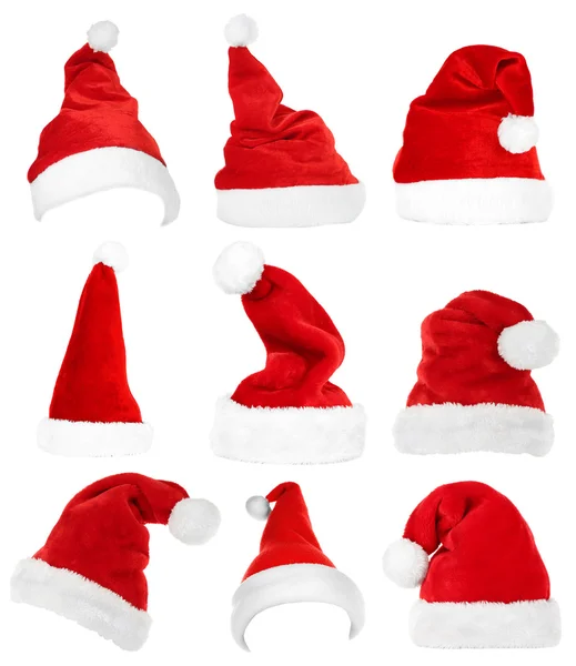 Collage di cappelli Babbo Natale — Foto Stock