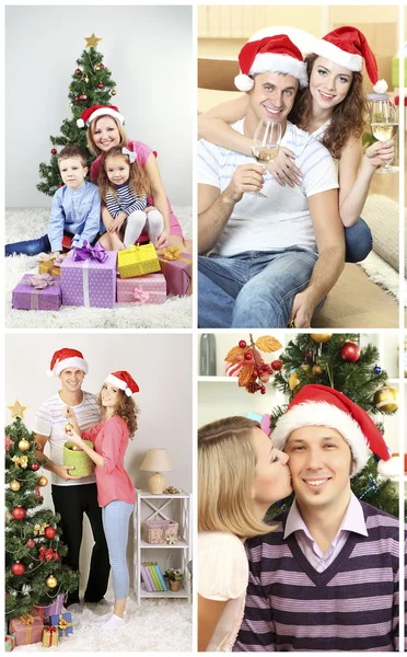 Christmas Collage Young Happy People — Stock Photo, Image