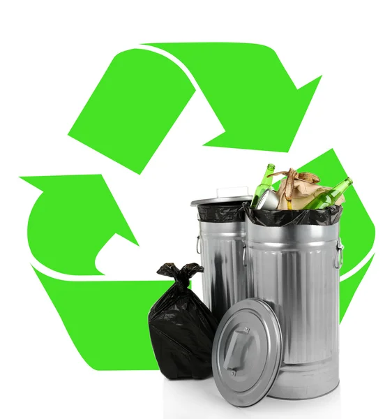 Recyclingbehälter isoliert auf weiß, Recyclingkonzept — Stockfoto