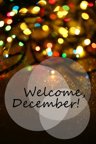 Bem-vindo, Dezembro. Cartão de saudação — Fotografia de Stock