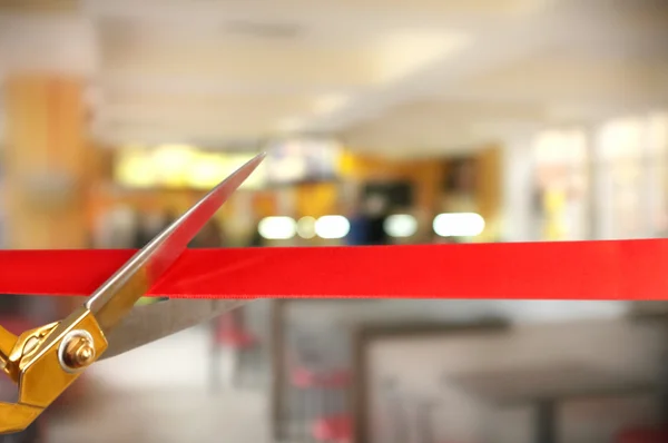 Grand opening, cutting red ribbon — Stock Photo, Image