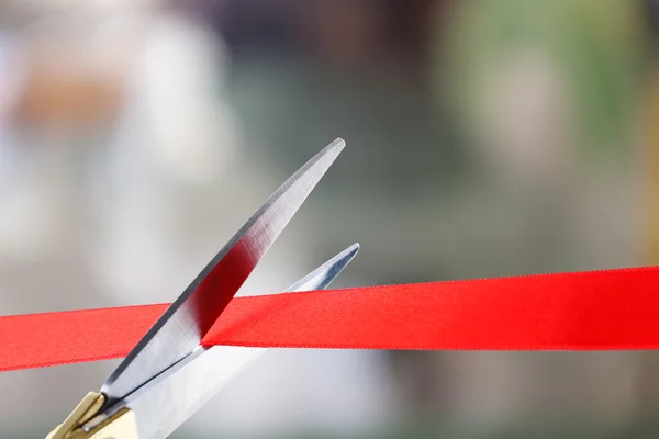 Grand opening, cutting red ribbon — Stock Photo, Image