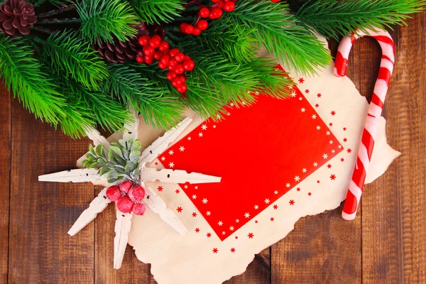 Julkort på trä bakgrund — Stockfoto