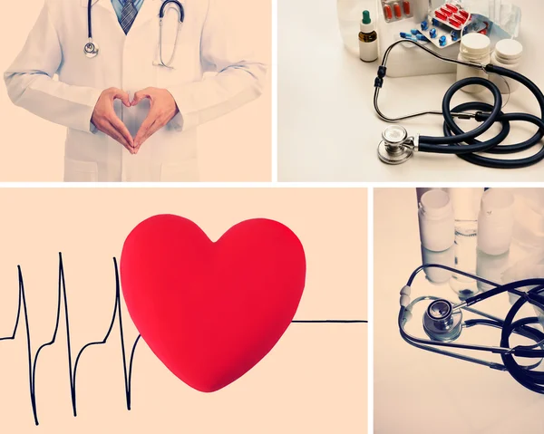 Collage de imágenes médicas. Concepto de cardiología —  Fotos de Stock