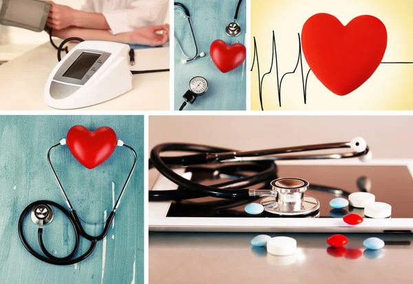 Collage of medical images. Cardiology concept — Stock Photo, Image