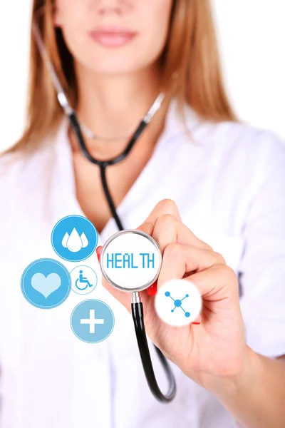 Femme médecin avec stéthoscope — Photo