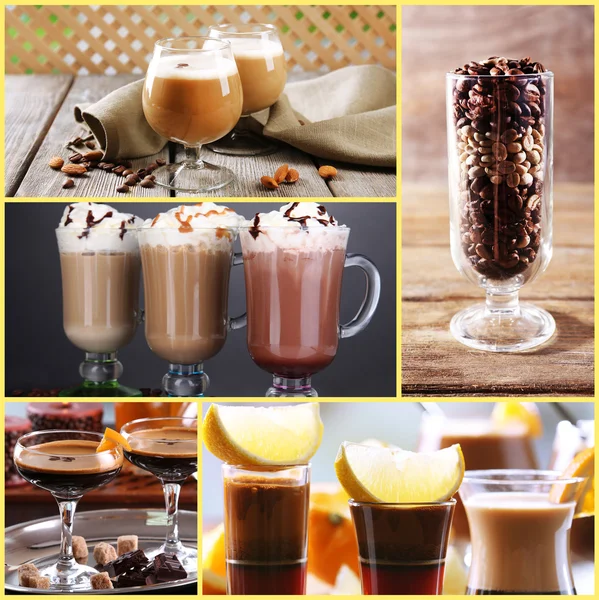 Kaffe drinkar collage — Stockfoto