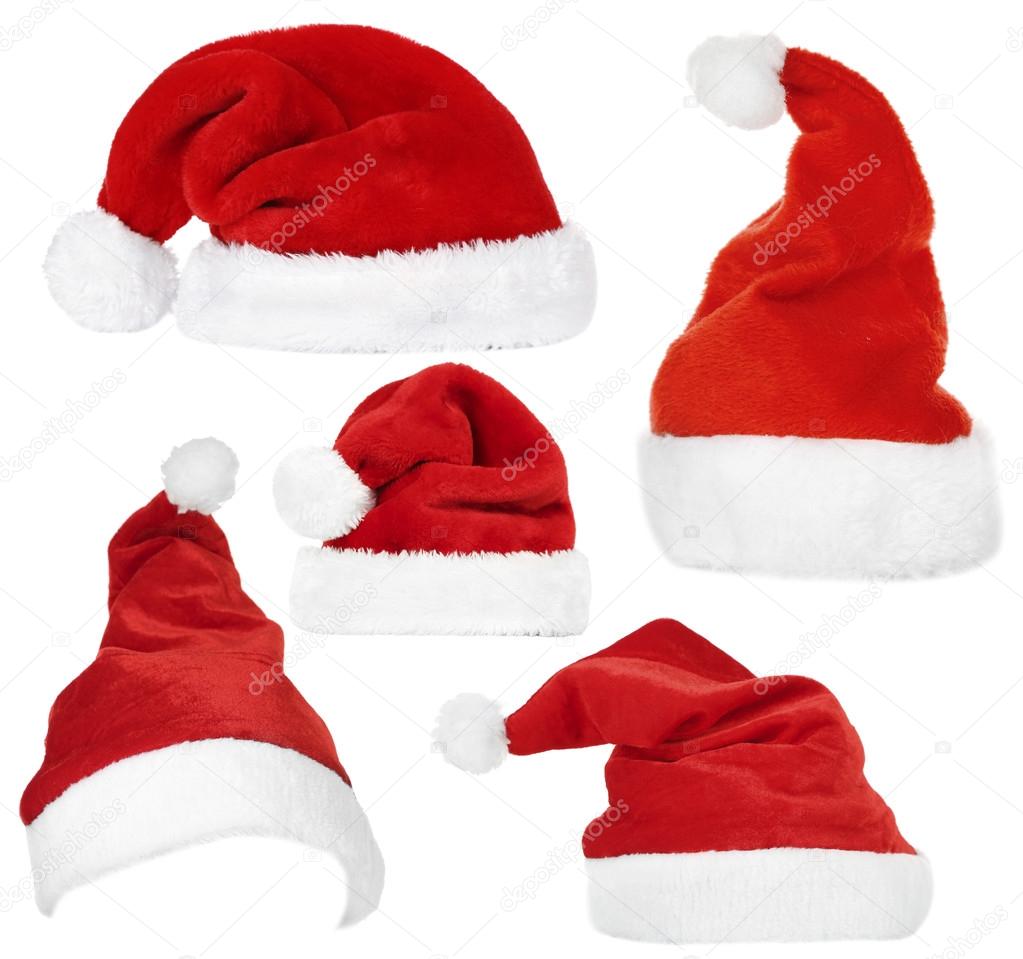 Collage of Santa hats