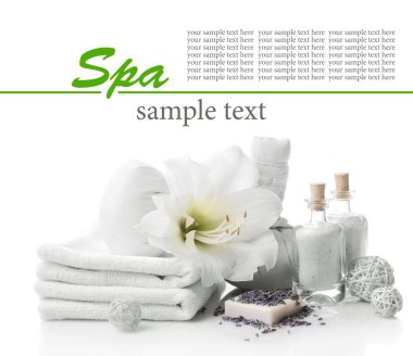 Tablo üzerinde beyaz izole Spa ayarı