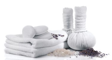 Tablo üzerinde beyaz izole Spa ayarı