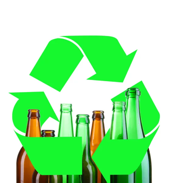 Concepto de reciclaje, vidrio para reciclar — Foto de Stock