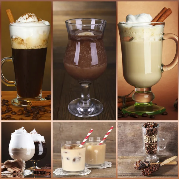 Kaffe drinkar collage — Stockfoto